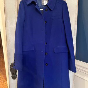 Royal Blue J. Crew Double Cloth Wool Peacoat Knee/Calf Length Size 10